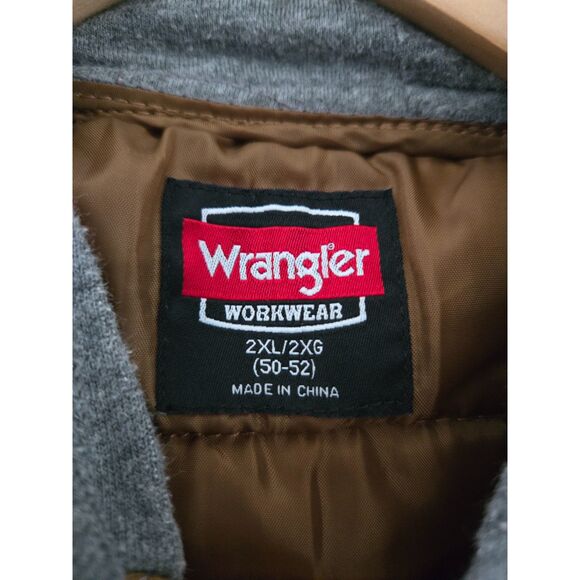 Wrangler Work Hooded Vest Men 2XL 50/52 Brown Zip Pockets - Picture 3 of 5